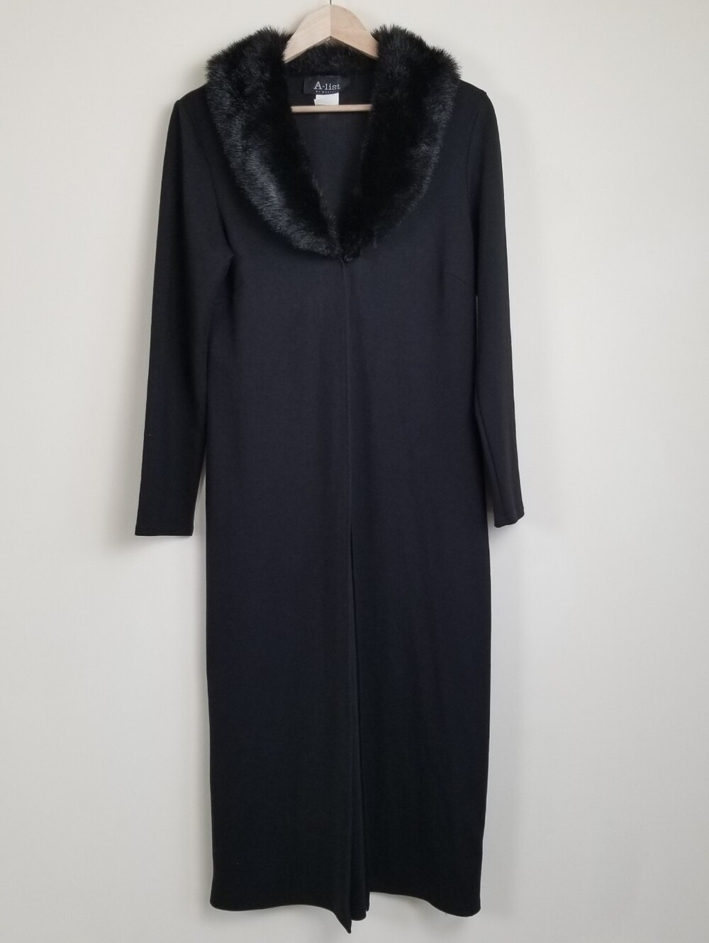 A-list By Wrapper Vintage Duster Coat Faux Fur Collar Size Medium
